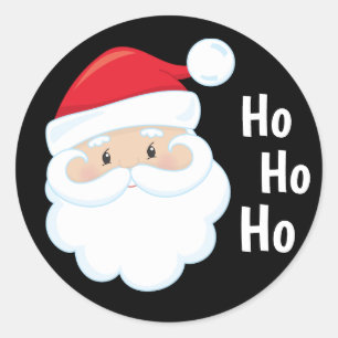 Ho Ho Ho Santa Face Christmas Holidays Red White Classic Round Sticker