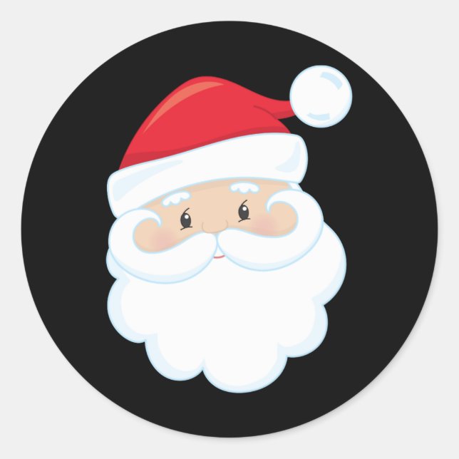 Ho Ho Ho Santa Face Christmas Holidays Red White T Classic Round Sticker (Front)