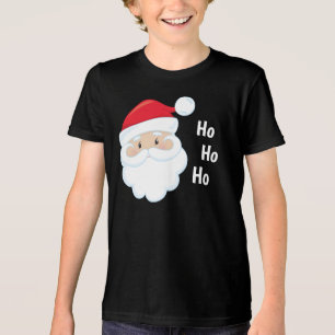 Ho Ho Ho Santa Face Christmas Holidays Red White Tri-Blend Shirt