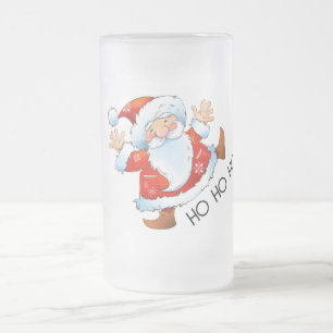 Ho Ho Ho Santa Frosted Glass Beer Mug
