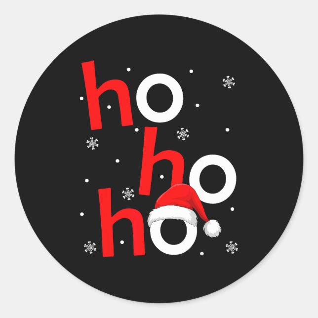 Ho Ho Ho Santa Funny Christmas Pajamas Men Women K Classic Round Sticker (Front)