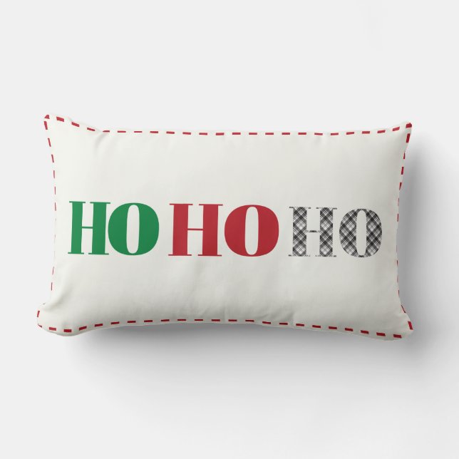 Ho Ho Ho Santa Greeting Holiday Christmas Lumbar Cushion (Front)