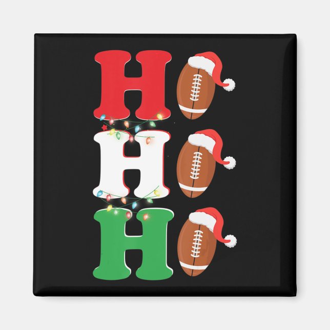 Ho Ho Ho Santa Hat American Football Fun Christmas Magnet (Front)