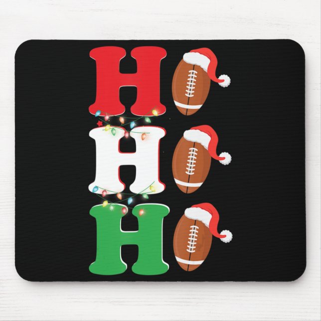 Ho Ho Ho Santa Hat American Football Fun Christmas Mouse Mat (Front)