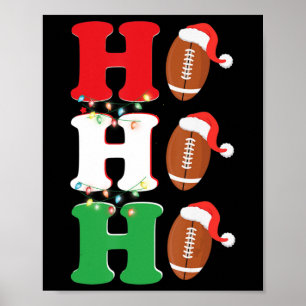 Ho Ho Ho Santa Hat American Football Fun Christmas Poster