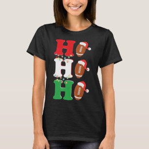 Ho Ho Ho Santa Hat American Football Fun Christmas T-Shirt
