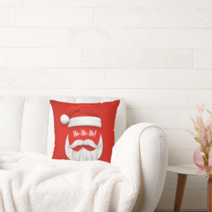 Ho Ho Ho Santa Hat and Beard Cushion