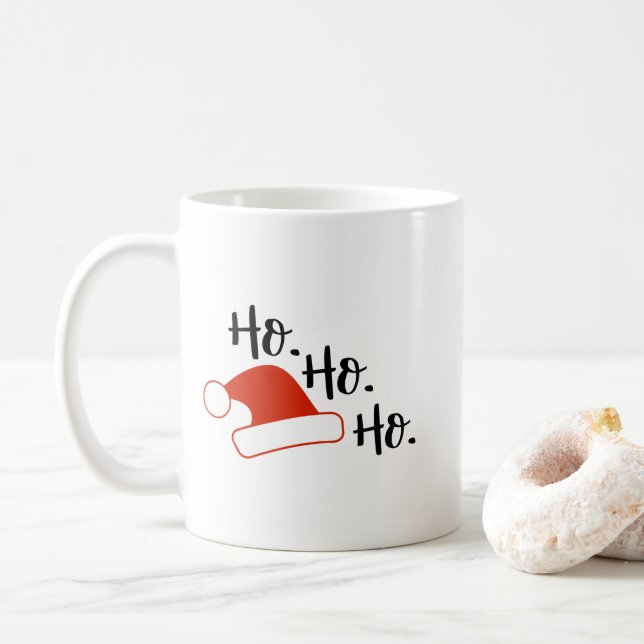 Ho, Ho, Ho Santa Hat Christmas Coffee Mug (With Donut)