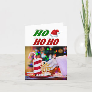 Ho Ho Ho Santa Hat Christmas photo typography Holiday Card