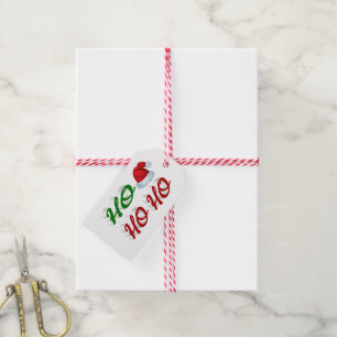 Ho Ho Ho Santa Hat Christmas red green script Gift Tags