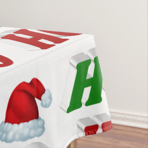 Ho Ho Ho Santa Hat Christmas red green typography Tablecloth