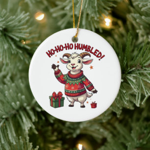 Ho Ho Ho Santa Hat Christmas Santa Goat  Ceramic Tree Decoration