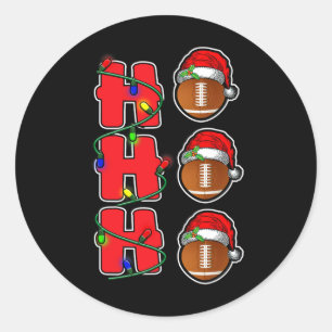 Ho Ho Ho Santa Hat Football Ball Christmas Fun Men Classic Round Sticker