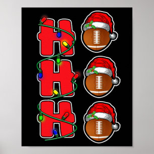 Ho Ho Ho Santa Hat Football Ball Christmas Fun Men Poster