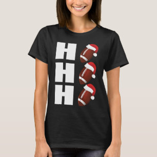 HO HO HO Santa Hat Funny Football Christmas T-Shirt