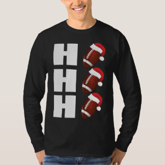 HO HO HO Santa Hat Funny Football Christmas T-Shirt