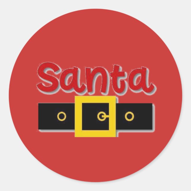 HO HO HO "SANTA IS HERE" CLASSIC ROUND STICKER (Front)