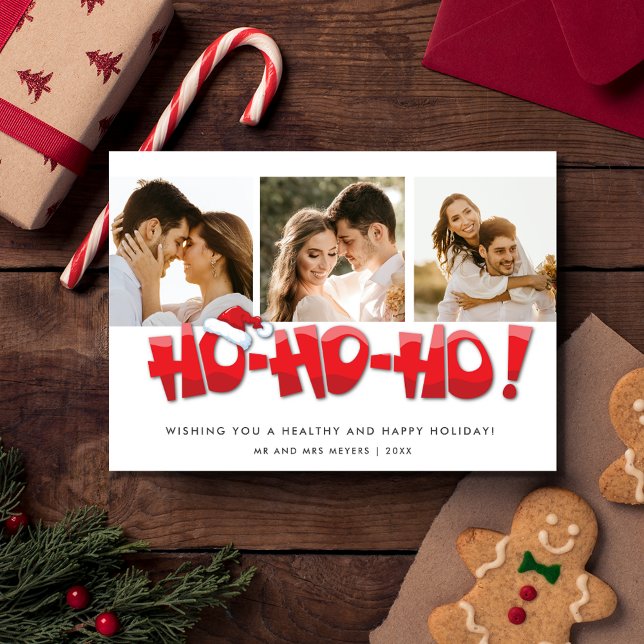 Ho Ho Ho Santa Just Married Couple Christmas Holiday Card (Ho Ho Ho Santa Just Married Couple Christmas Holiday Card)