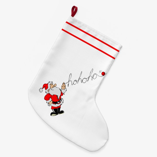Ho Ho Ho Santa Large Christmas Stocking (Front (Hanging))