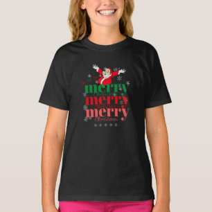 Ho Ho Ho- Santa -Merry Christmas (3) times Design T-Shirt