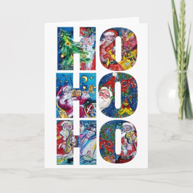 HO HO HO SANTA MUSICAL CHRISTMAS NIGHT HOLIDAY CARD (Front)