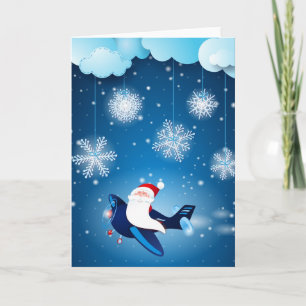Ho ho ho! Santa on the aeroplane Holiday Card