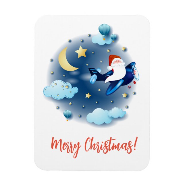 Ho ho ho! Santa on the aeroplane Magnet (Vertical)