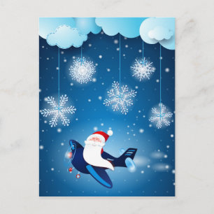 Ho ho ho! Santa on the aeroplane, postcard