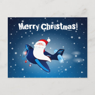 Ho ho ho! Santa on the aeroplane, postcard