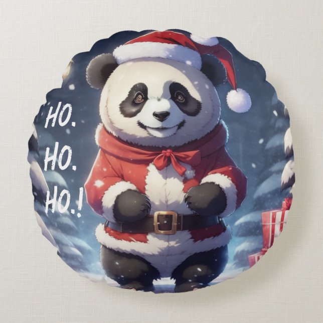 HO.HO.HO SANTA PANDA ROUND CUSHION (Front)