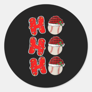 Ho-ho-ho Santa Red Plaid Claus Christmas Pajama Ba Classic Round Sticker