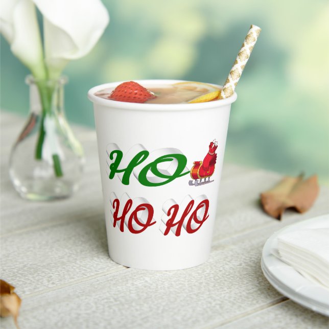 Ho Ho Ho Santa Sleigh Christmas script  Paper Cups (Insitu)
