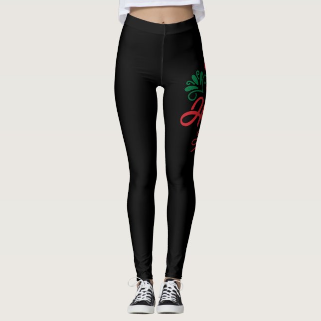 Ho Ho Ho Santa Sleight Vehicle Leggings (Front)