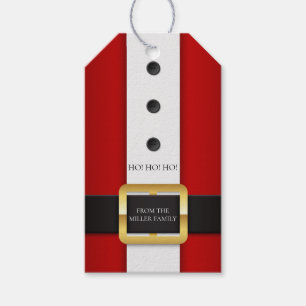 Ho Ho Ho Santa Suit Christmas Family Name Gift Tags