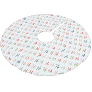 Ho Ho Ho Script Typography Pattern Brushed Polyester Tree Skirt