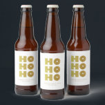 Ho Ho Ho | Simple Festive Christmas White & Gold  Beer Bottle Label<br><div class="desc">Simple festive Christmas white & gold beer bottle label featuring "Ho Ho Ho" text in fun but elegant typography style. Customise with short greeting and sender's name. Mix and match with other design in this series.</div>
