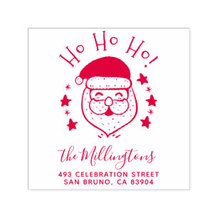 Ho Ho Ho!   Smiling Santa Christmas Return Address Self-inking Stamp