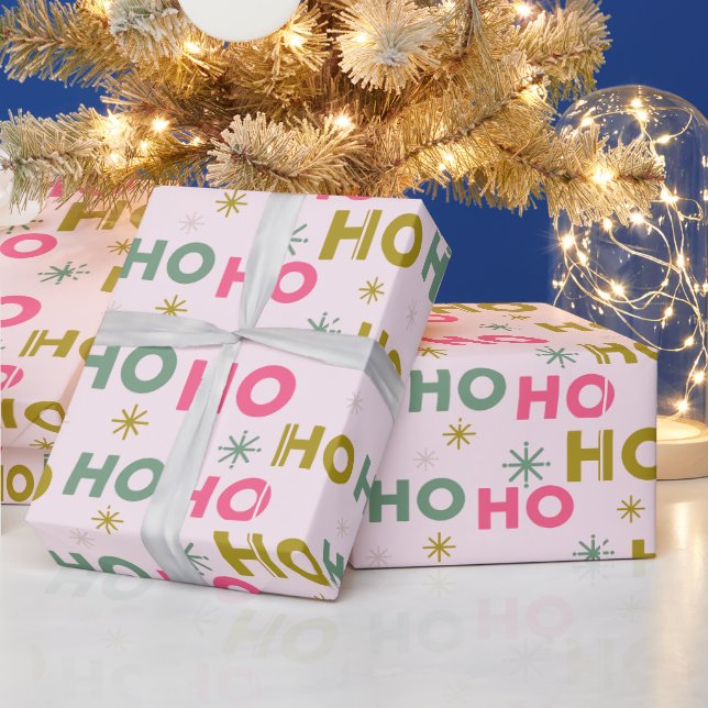 Ho Ho Ho Snowflakes Pastel Modern Christmas Wrapping Paper (Holidays)