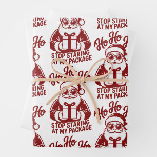 Ho Ho Ho Stop Staring At My Package Snarky Xmas Wrapping Paper Sheet