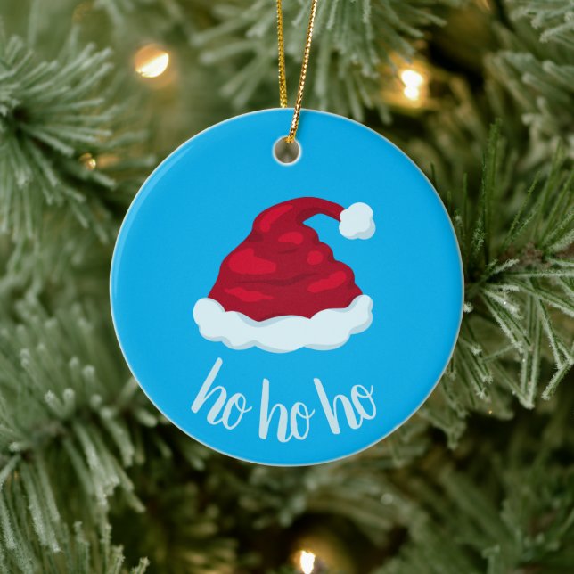 "Ho Ho Ho" Sweet Santa Hat Ceramic Tree Decoration (Tree)