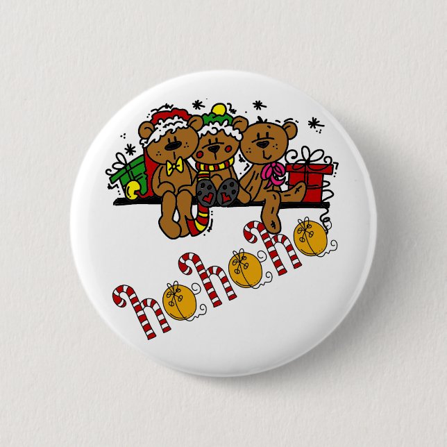 Ho Ho Ho Teddy Bears 6 Cm Round Badge (Front)