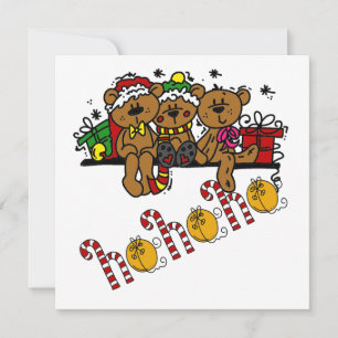 Ho Ho Ho Teddy Bears Holiday Card