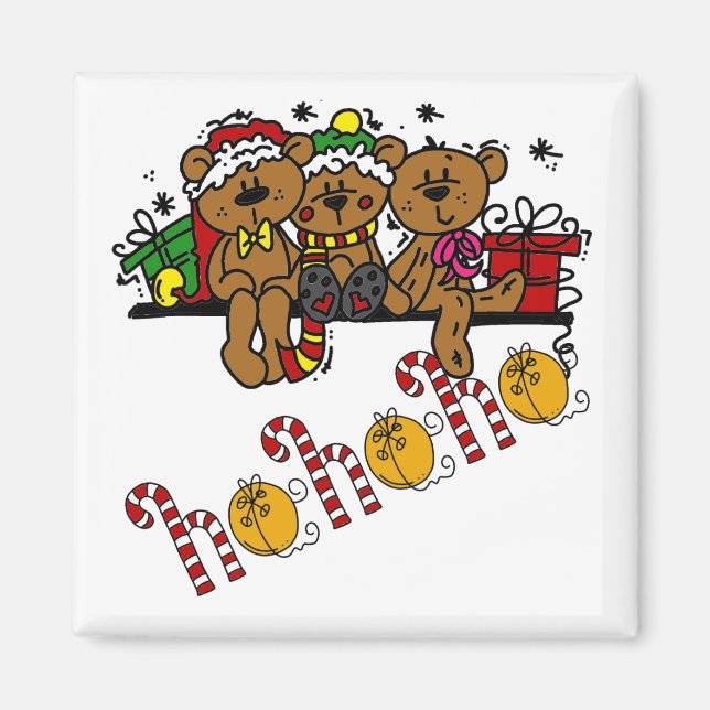 Ho Ho Ho Teddy Bears Magnet (Front)