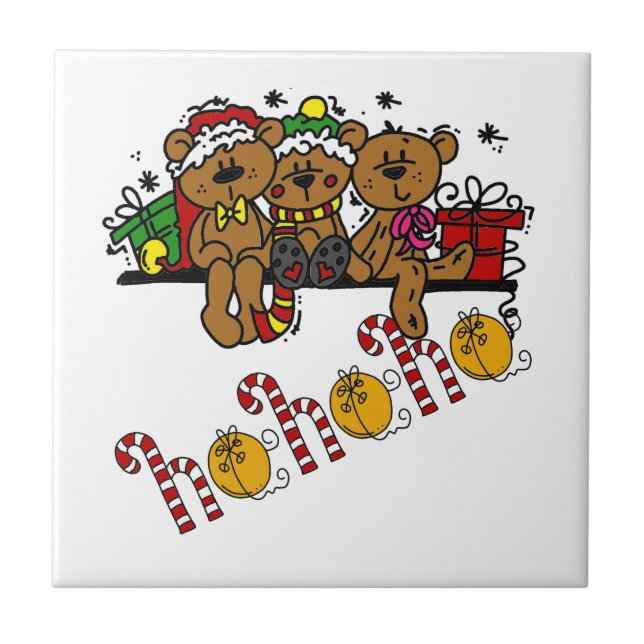 Ho Ho Ho Teddy Bears Tile (Front)