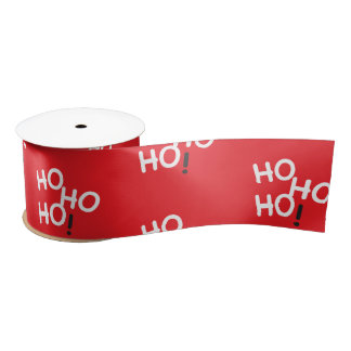 Ho Ho Ho! Text Red Ribbon Satin Ribbon