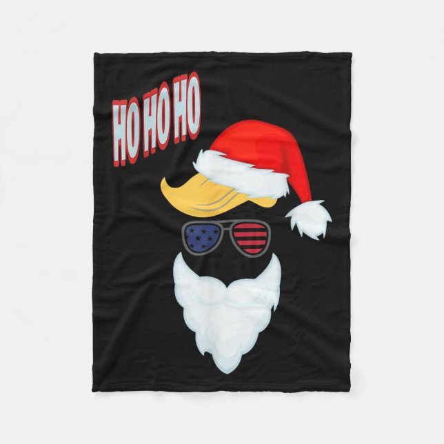 Ho Ho Ho Trump Christmas Funny President Trump Pyj Fleece Blanket (Front)