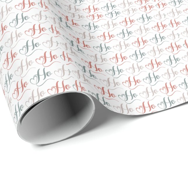 Ho Ho Ho Typography Pattern Wrapping Paper (Roll Corner)