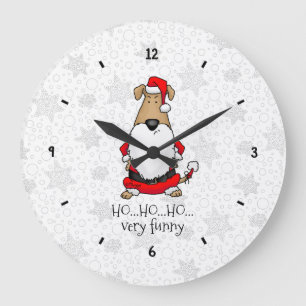 HO HO HO Very Funny Santa Costume Angry Dog Cute Large Clock