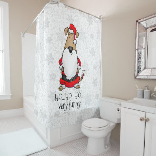 HO HO HO Very Funny Santa Costume Angry Dog Cute Shower Curtain