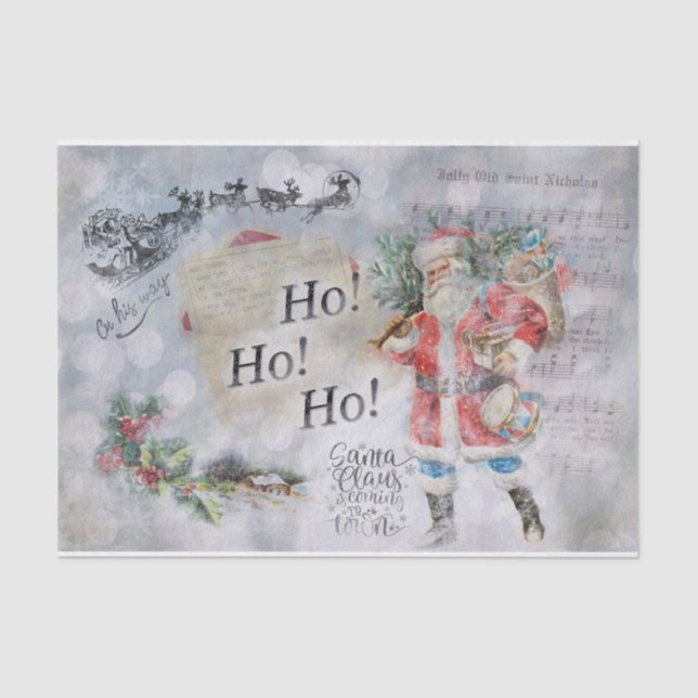 "Ho Ho Ho" Vintage Christmas Tissue Paper (Front)